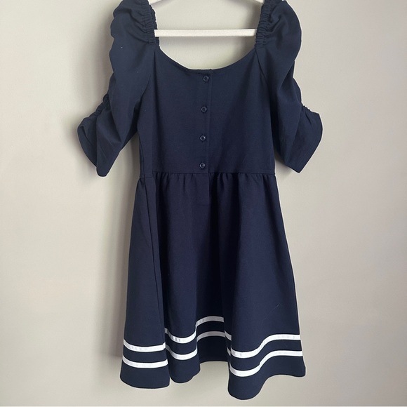 NWT Janie and Jack Nautical Sailor Maritime RUCHED SLEEVE PONTE DRESS Navy 7 - Picture 5 of 8